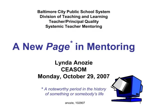 Baltimore City Public School System Division of Teaching and ...