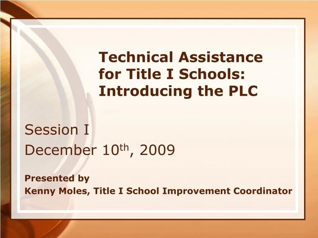 technical assistance for title i schools introducing the plc