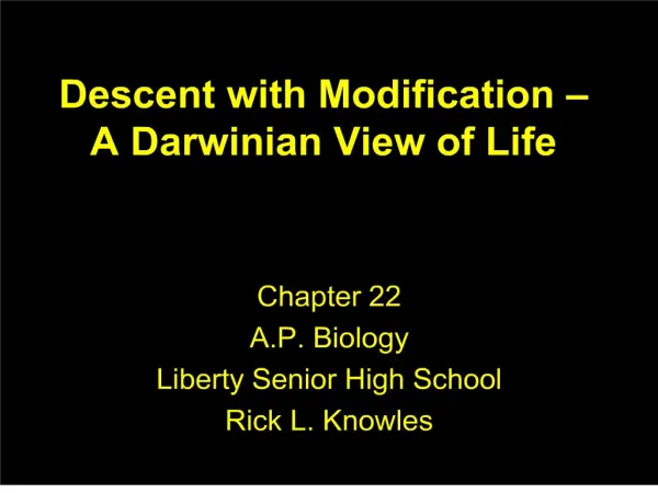 Descent with Modification A Darwinian View of Life