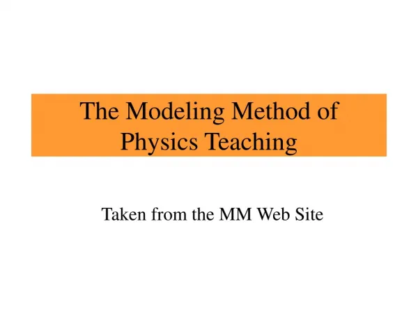 The Modeling Method of Physics Teaching