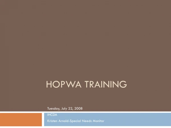 HOPWA Training