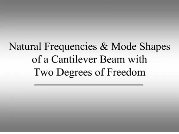 Natural Frequencies Mode Shapes of a Cantilever Beam with Two Degrees of Freedom