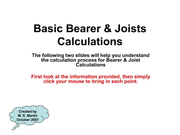 Basic Bearer Joists Calculations