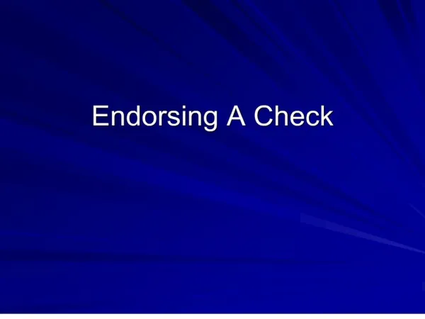 Endorsing A Check