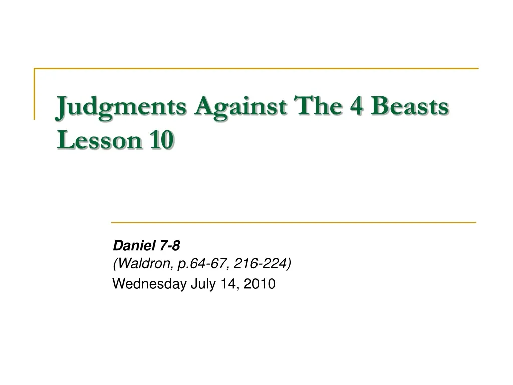 judgments against the 4 beasts lesson 10