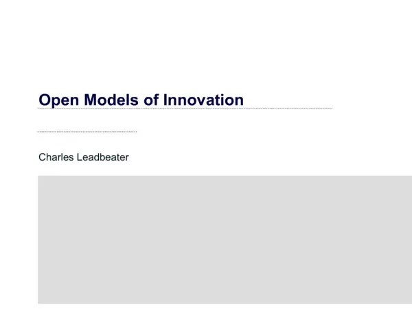 Open Models of Innovation