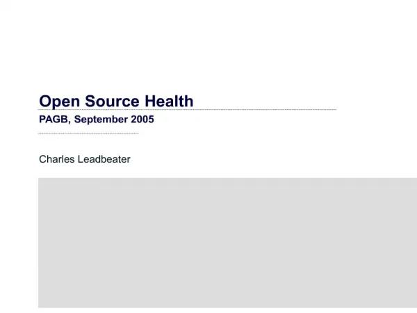 Open Source Health PAGB, September 2005