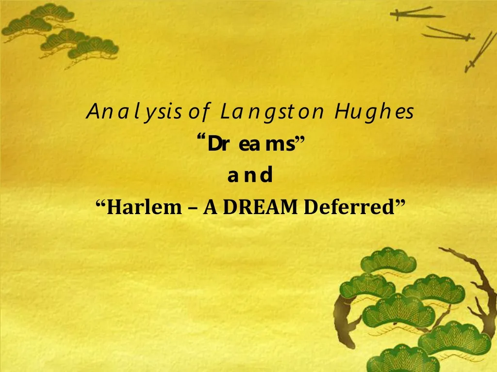 analysis of langston hughes dreams and harlem a dream deferred