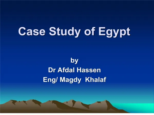 Case Study of Egypt