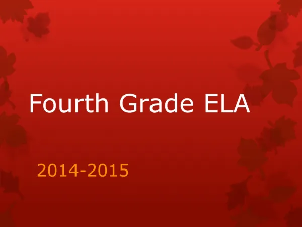 Fourth Grade ELA