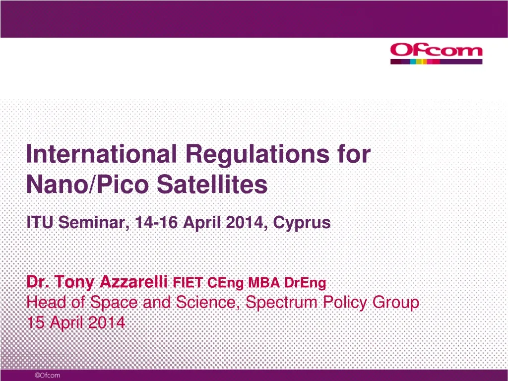 international regulations for nano pico satellites