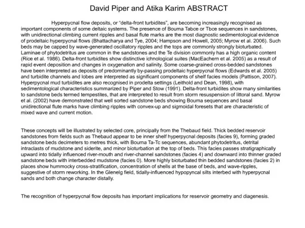 David Piper and Atika Karim ABSTRACT