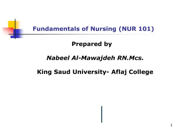 Fundamentals of Nursing NUR 101