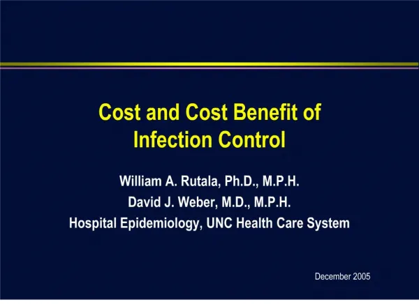 Cost and Cost Benefit of Infection Control