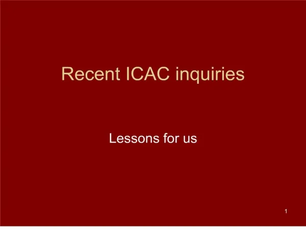 Recent ICAC inquiries