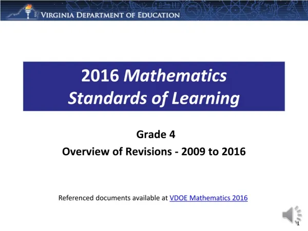 Grade 4 Overview of Revisions - 2009 to 2016