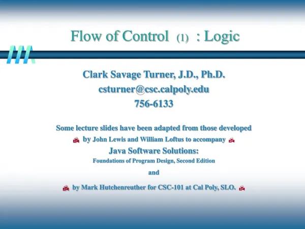 Flow of Control (1) : Logic