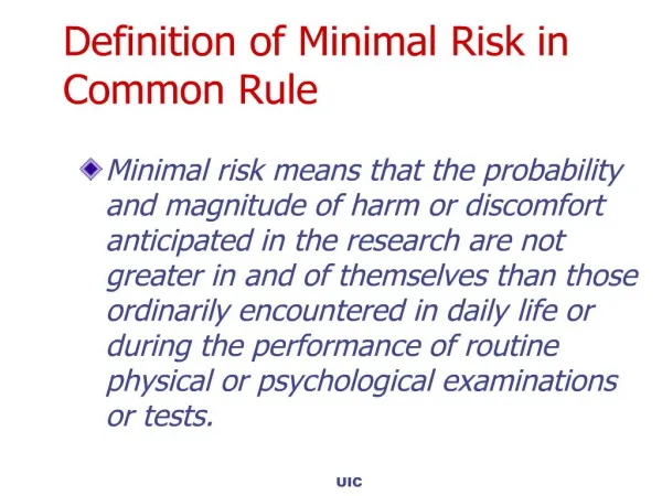 Minimal Risk and Common Sense