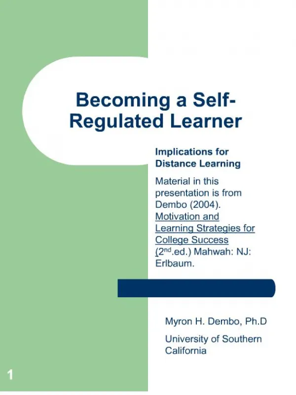 Becoming a Self- Regulated Learner