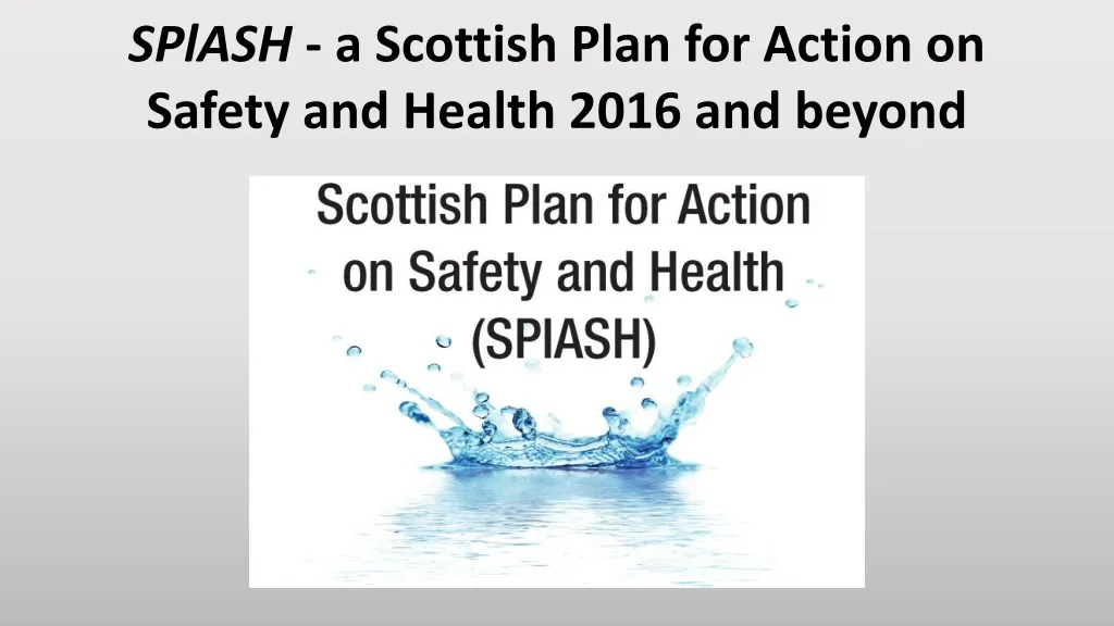 splash a scottish plan for action on safety