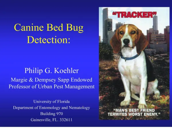 Canine Bed Bug Detection: