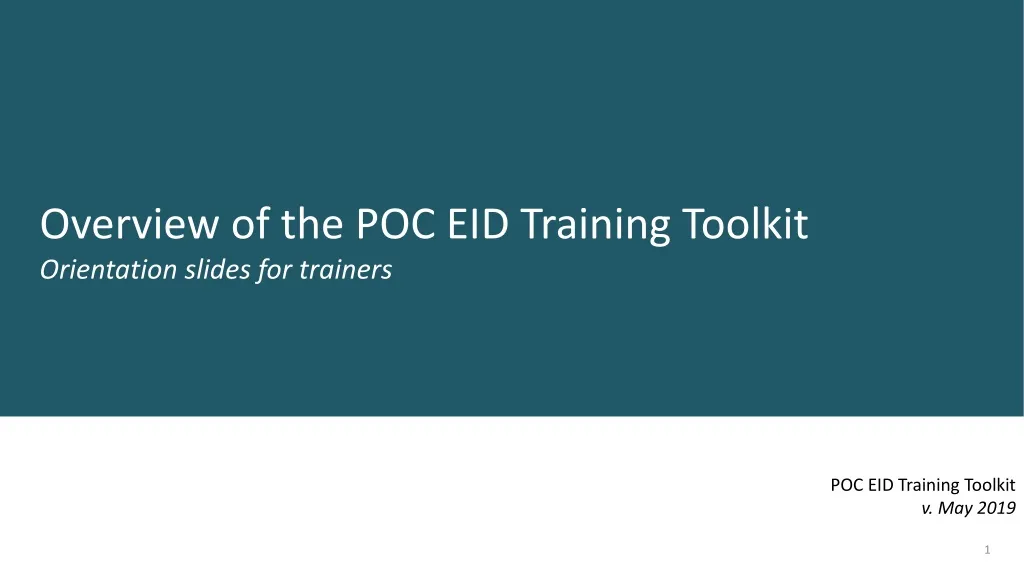 overview of the poc eid training toolkit