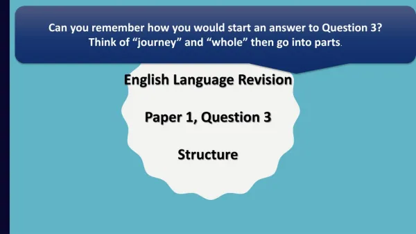 English Language Revision Paper 1, Question 3 Structure