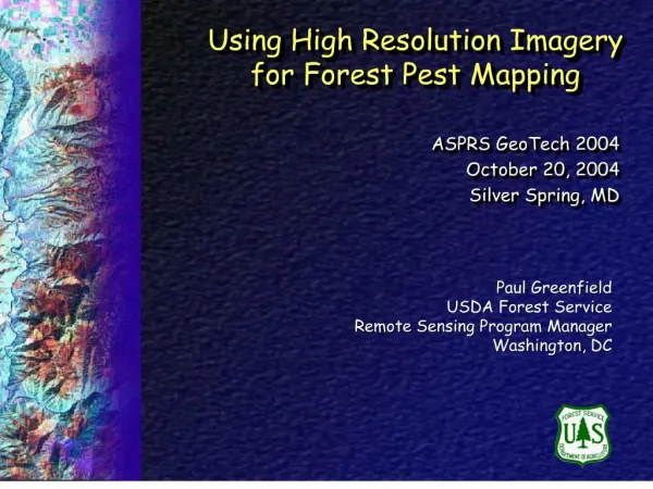 Using High Resolution Imagery for Forest Pest Mapping