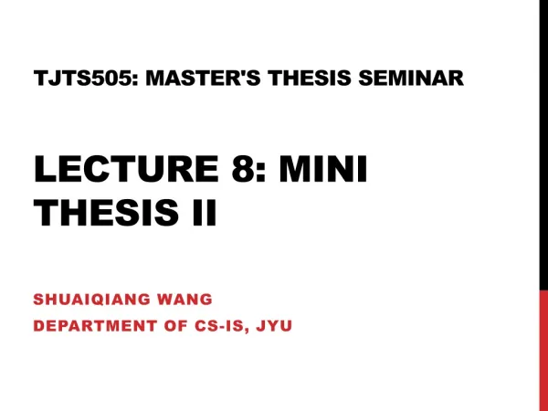 TJTS505: Master's Thesis Seminar