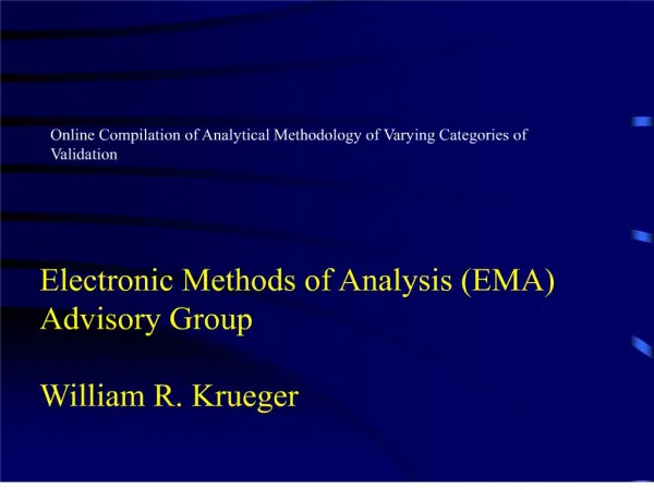 Online Compilation of Analytical Methodology of Varying Categories of Validation