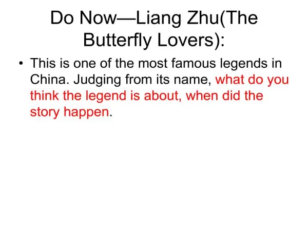 Do Now Liang ZhuThe Butterfly Lovers: