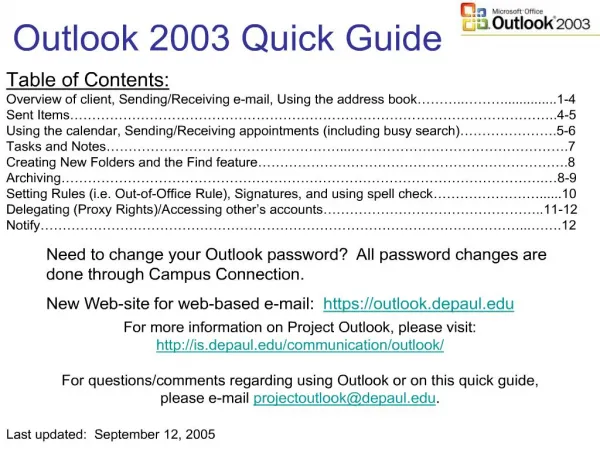 Outlook 2003 Quick Guide