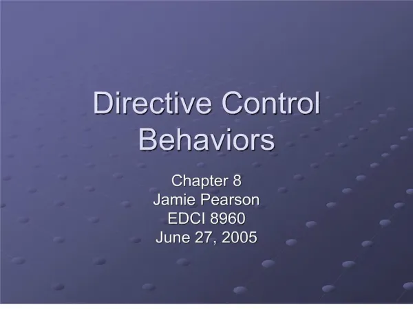 Directive Control Behaviors