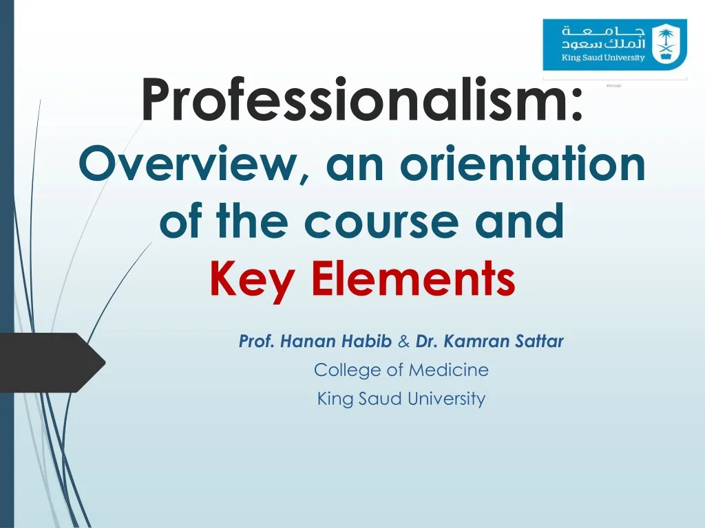professionalism overview an orientation of the course and key elements