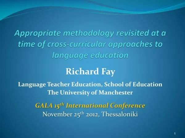 Appropriate methodology revisited at a time of cross-curricular approaches to language education