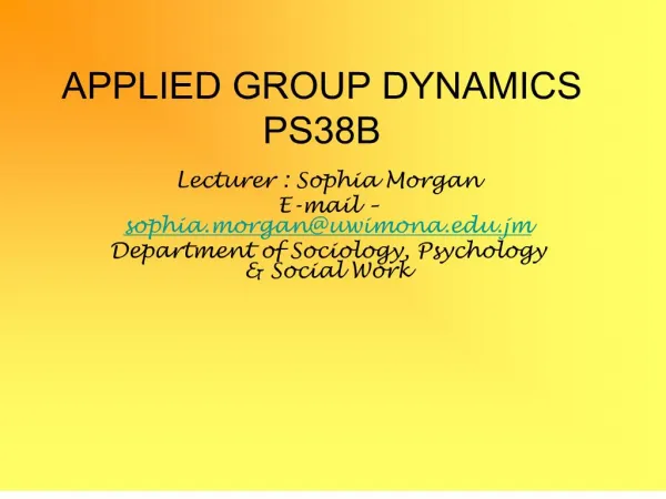 APPLIED GROUP DYNAMICS PS38B
