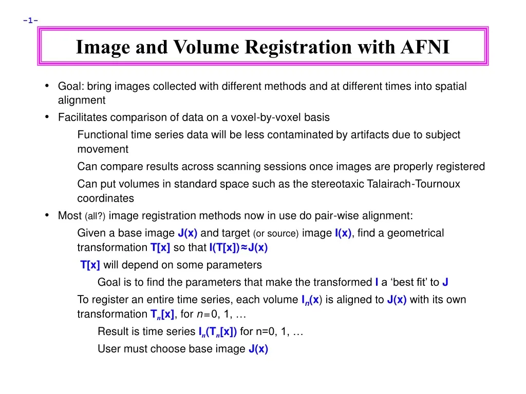 image and volume registration with afni