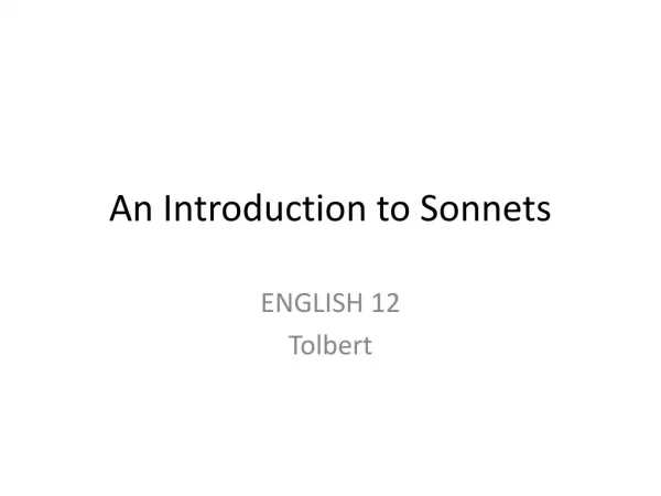 An Introduction to Sonnets