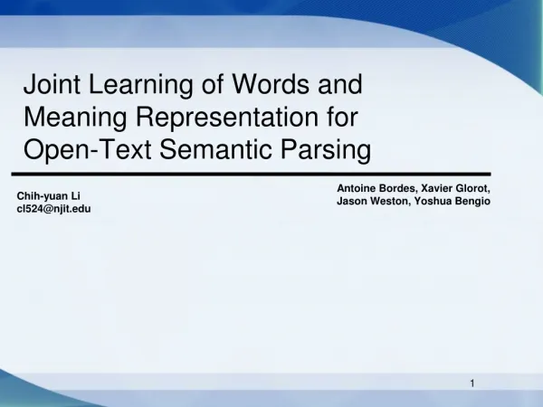 Joint Learning of Words and Meaning Representation for Open-Text Semantic Parsing