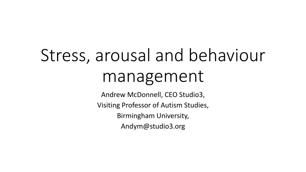 stress arousal and behaviour management