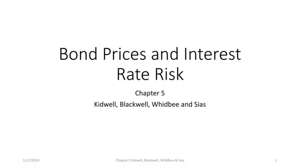 Bond Prices and Interest Rate Risk
