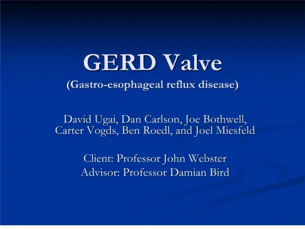 GERD Valve Gastro-esophageal reflux disease