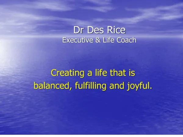 Dr Des Rice Executive Life Coach