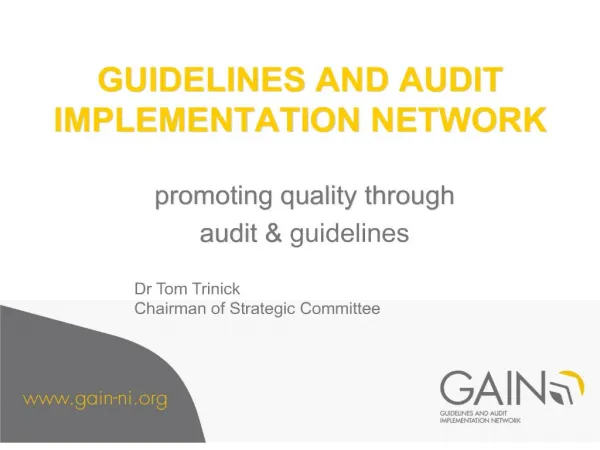 GUIDELINES AND AUDIT IMPLEMENTATION NETWORK