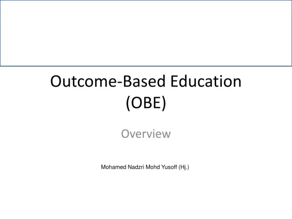 Outcome-Based Education (OBE)