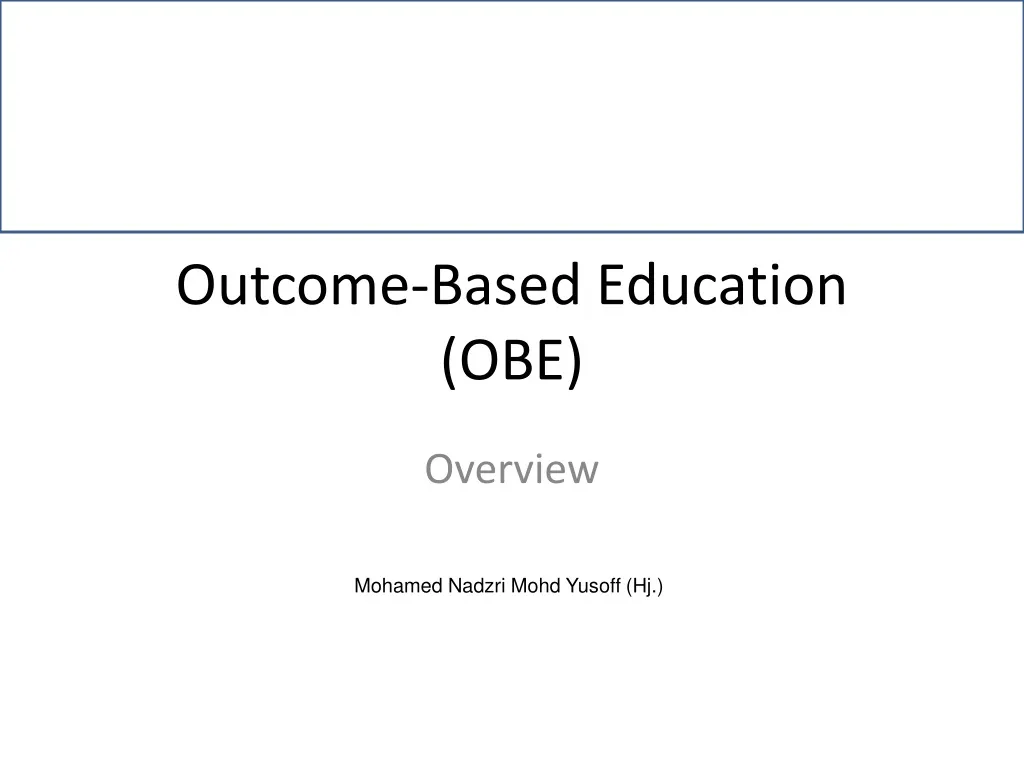 outcome based education obe