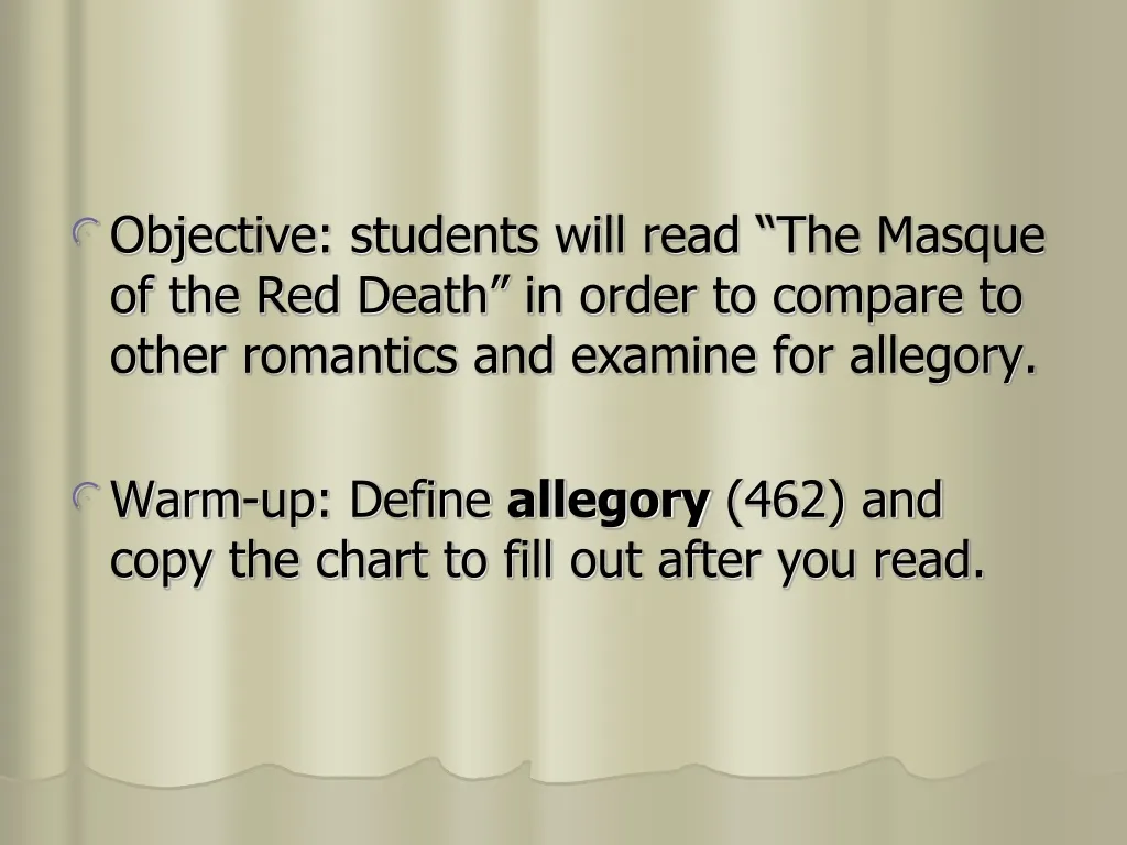 objective students will read the masque