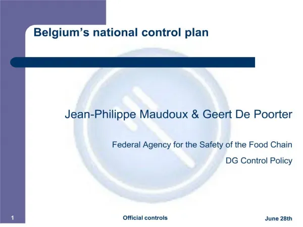 Belgium s national control plan