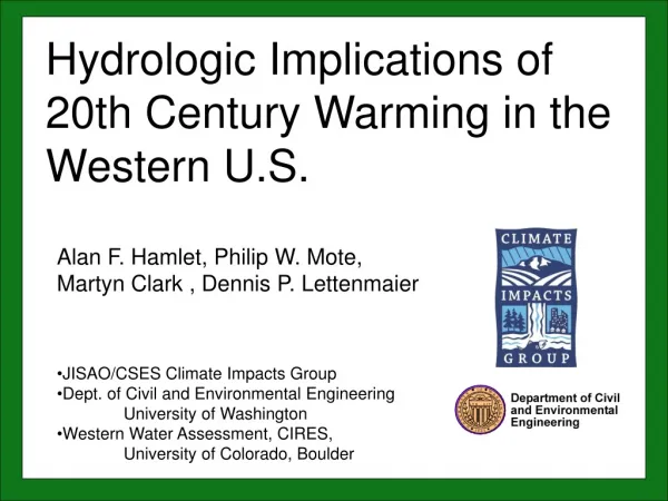 Hydrologic Implications of 20th Century Warming in the Western U.S.