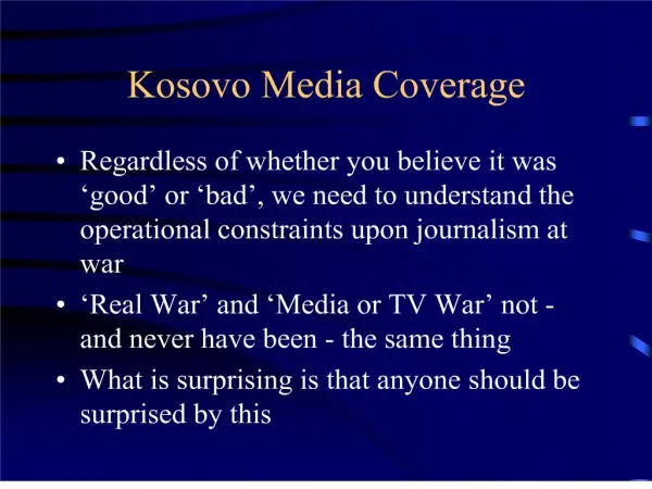 Kosovo Media Coverage
